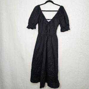 Hill House Black Ophelia Midi Nap Pleated Dress Medium